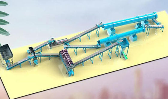 Ligne de production d'engrais organiques entièrement automatique avec un taux de granulation >98% et une capacité de 1-2t/h