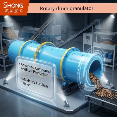 Granulateur à tambour rotatif pour la production d'engrais composés avec granulés de forme sphérique et taux de granulation de 70%