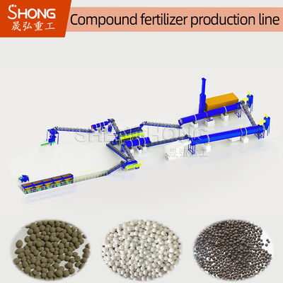 Ligne de production d'engrais composés avec machine de granulation à tambour rotatif pour une taille de granules de 3 à 8 mm et une résistance élevée des granules
